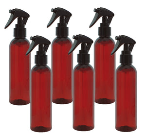 200ml Tall Amber Plastic PET Bottle with 24mm 410 Black Trigger Spray