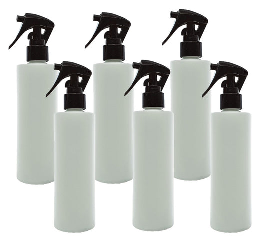 250ml White PET Gloss Plastic Bottle "Mrs Hinch" Style with 24mm 410 Black Trigger Spray