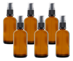 100ml Amber Glass Bottles with Black Treatment Pump and Clear Overcap