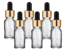 Load image into Gallery viewer, 10ml Clear Glass Bottles with Gold/Black Glass Pipettes