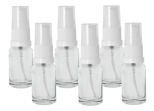 10ml Clear Glass Bottles with White Treatment Pump with Clear Overcap