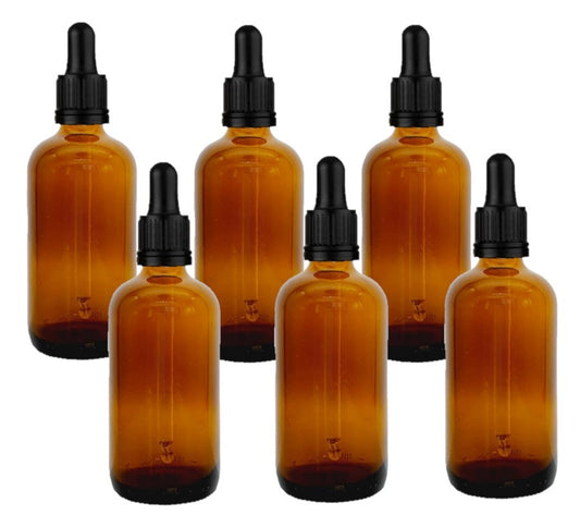 100ml Amber Glass Bottles with Tamper Resistant Glass Pipettes