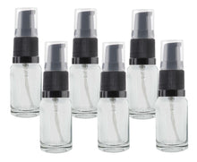 Load image into Gallery viewer, 10ml Clear Glass Bottles with Black Treatment Pump with Clear Overcap