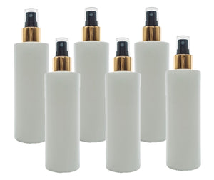 250ml White Plastic HDPE Bottle with Gold/Black Finger Spray