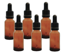 Load image into Gallery viewer, 20ml Amber Glass Bottles with Tamper Resistant Glass Pipettes