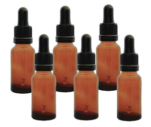 20ml Amber Glass Bottles with Tamper Resistant Glass Pipettes