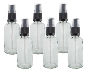 50ml Clear Glass Bottles with Black Treatment Pump and Clear Overcap