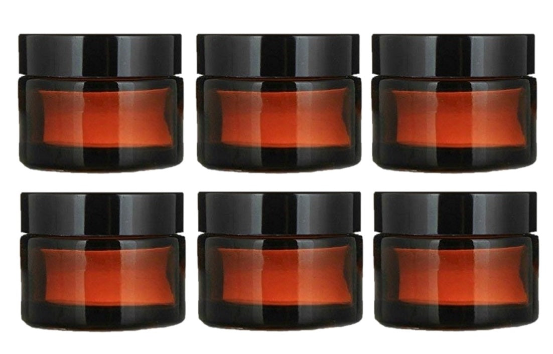 AMBER Glass Jars + Airtight Lid 30ml - 500ml Cosmetics, Candle Jar