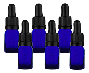 5ml Blue Glass Bottles with Tamper Resistant Glass Pipettes