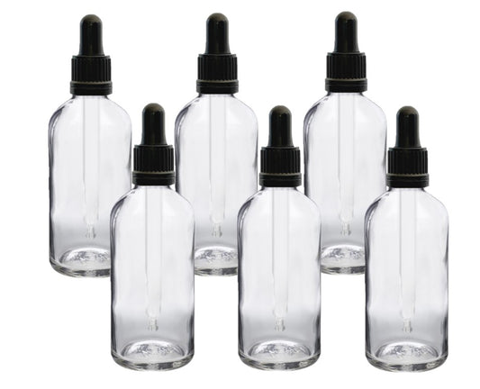 100ml Clear Glass Bottles with Tamper Resistant Glass Pipettes